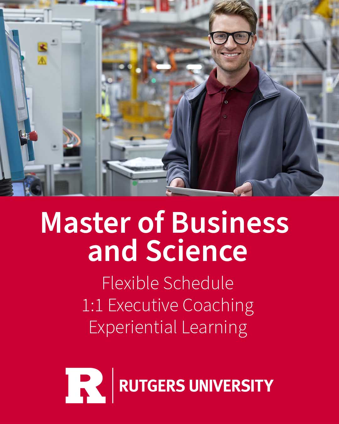 Rutgers Master of Business and Science Facebook ad