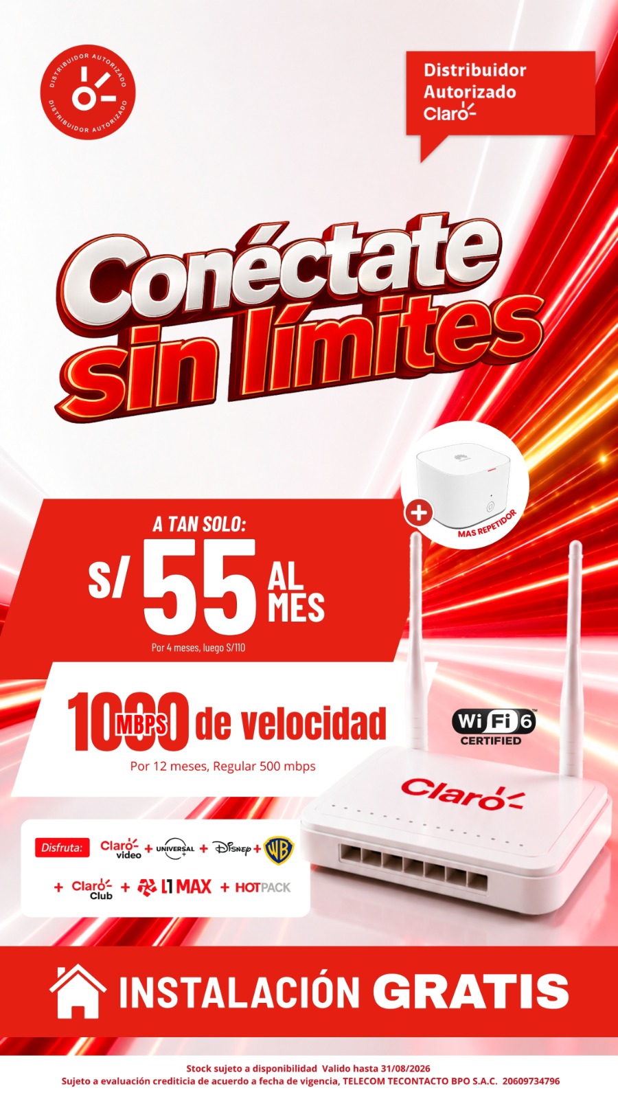 Fibra Hogar Internet Facebook ad: CONÉCTATE CON FIBRA