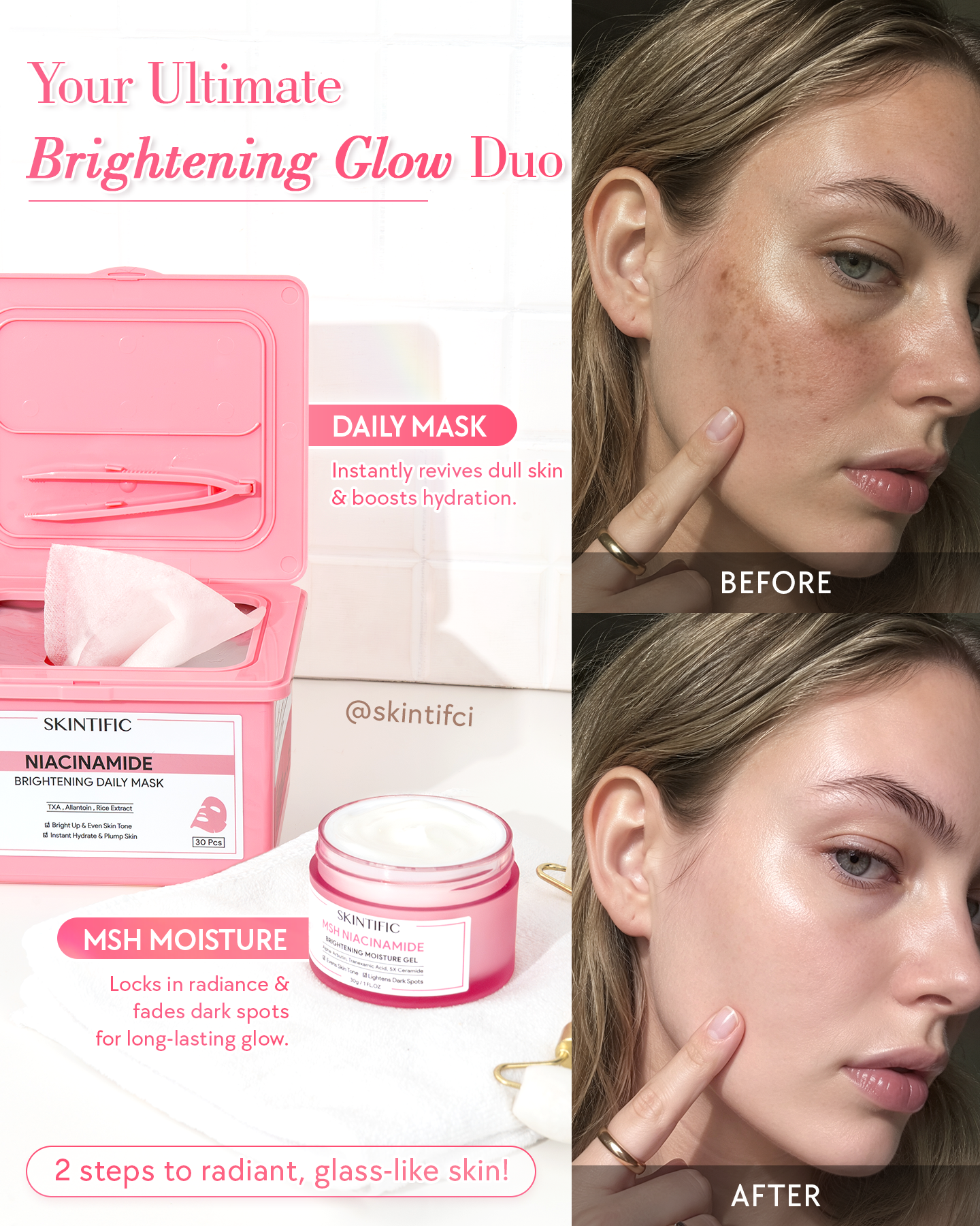 Skintific.Store Facebook ad: One Sheet. Major Glow Energy.