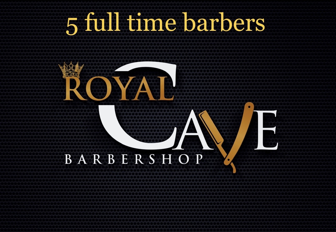 Royal Cave barbershop Facebook ad: 5 full time barbers.