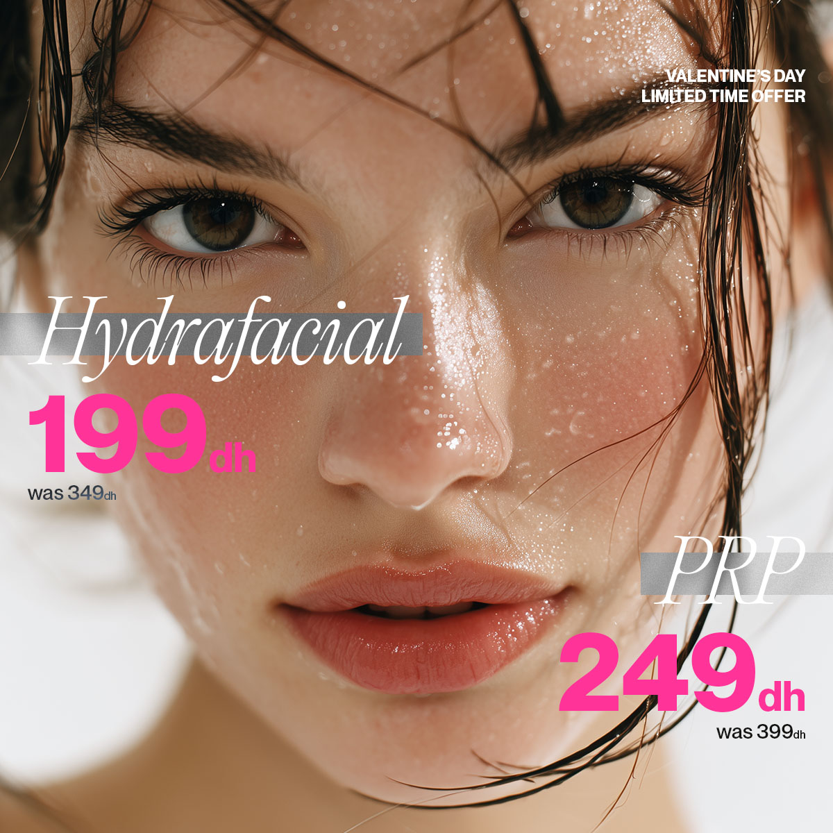DermaTech Polyclinic Facebook ad: Hydrafacial & PRP - From AED 199