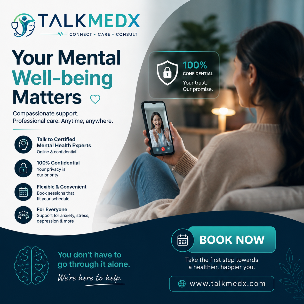 talkmedx_official Facebook ad: Online Mental Health Support