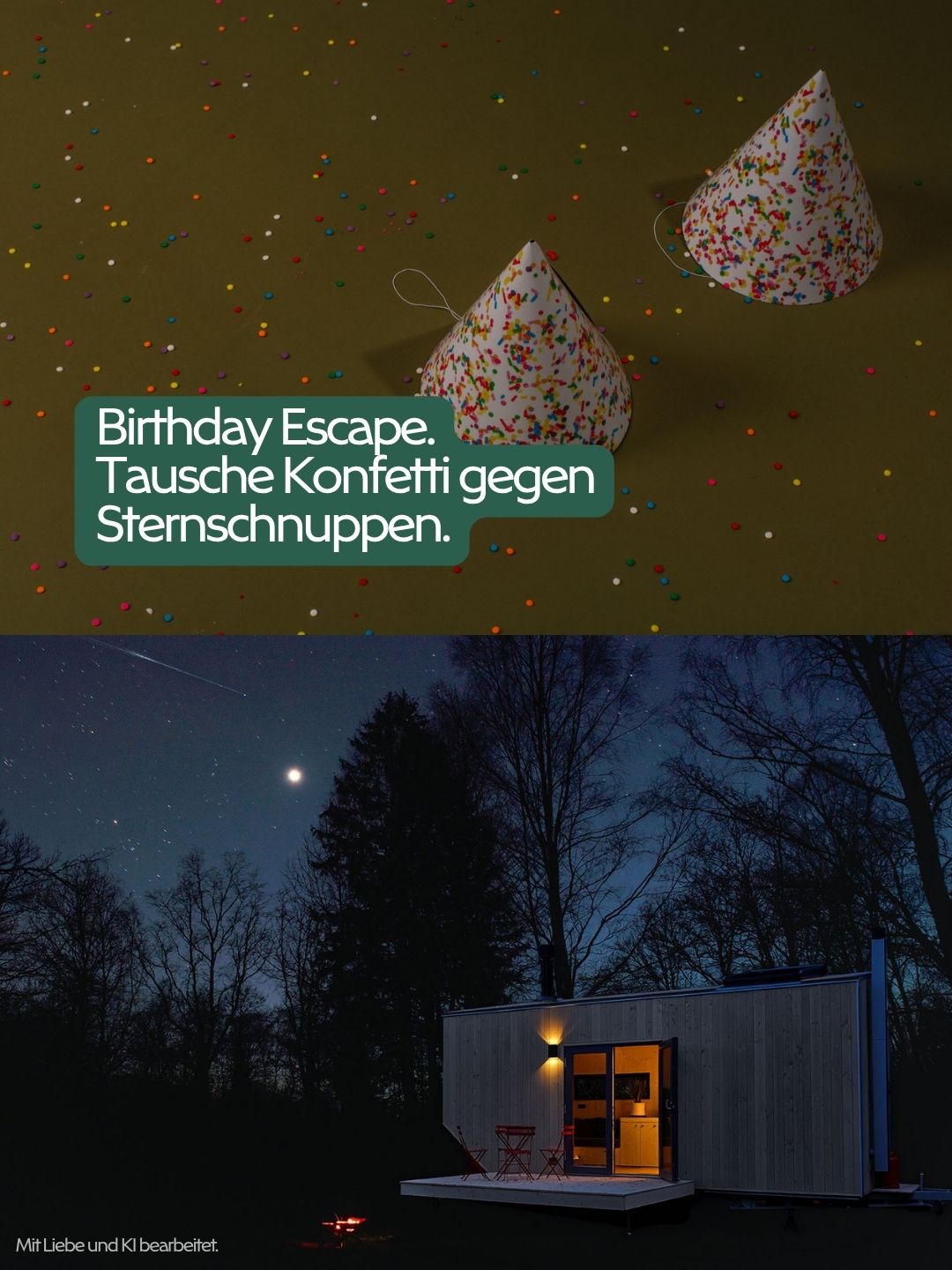 Green Tiny Houses Facebook ad: Ein Geburtstag im Grünen