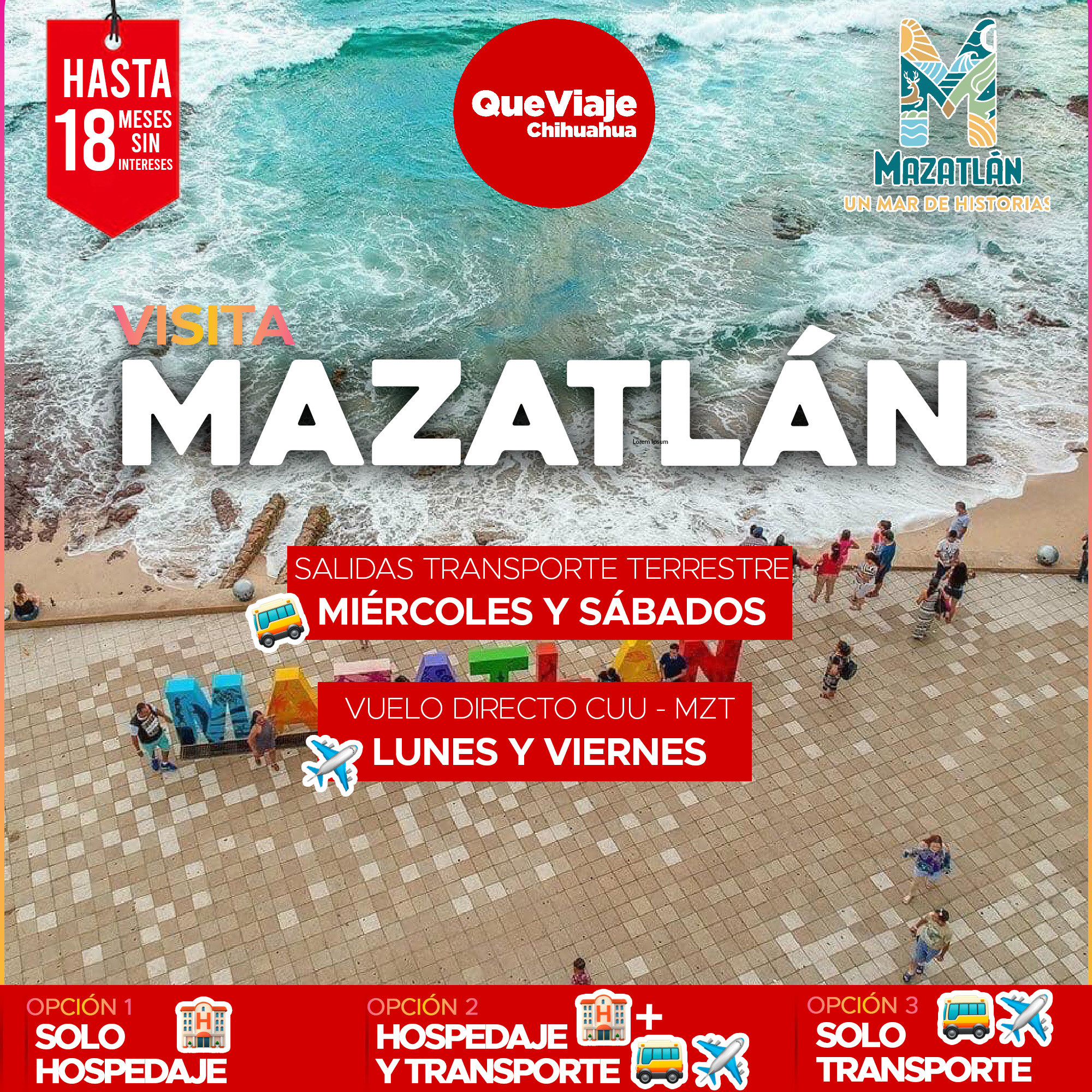 QueViaje Chihuahua Facebook ad: Sol, mar y la mejor vibra te esperan…