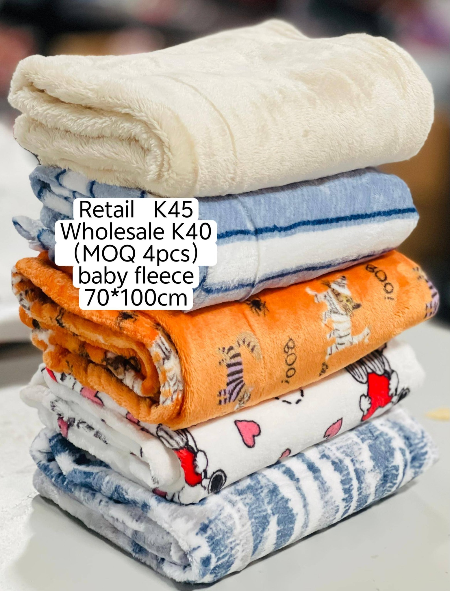 Home Decor Zambia Facebook ad: premium quality baby fleece promotion at k45 each…
