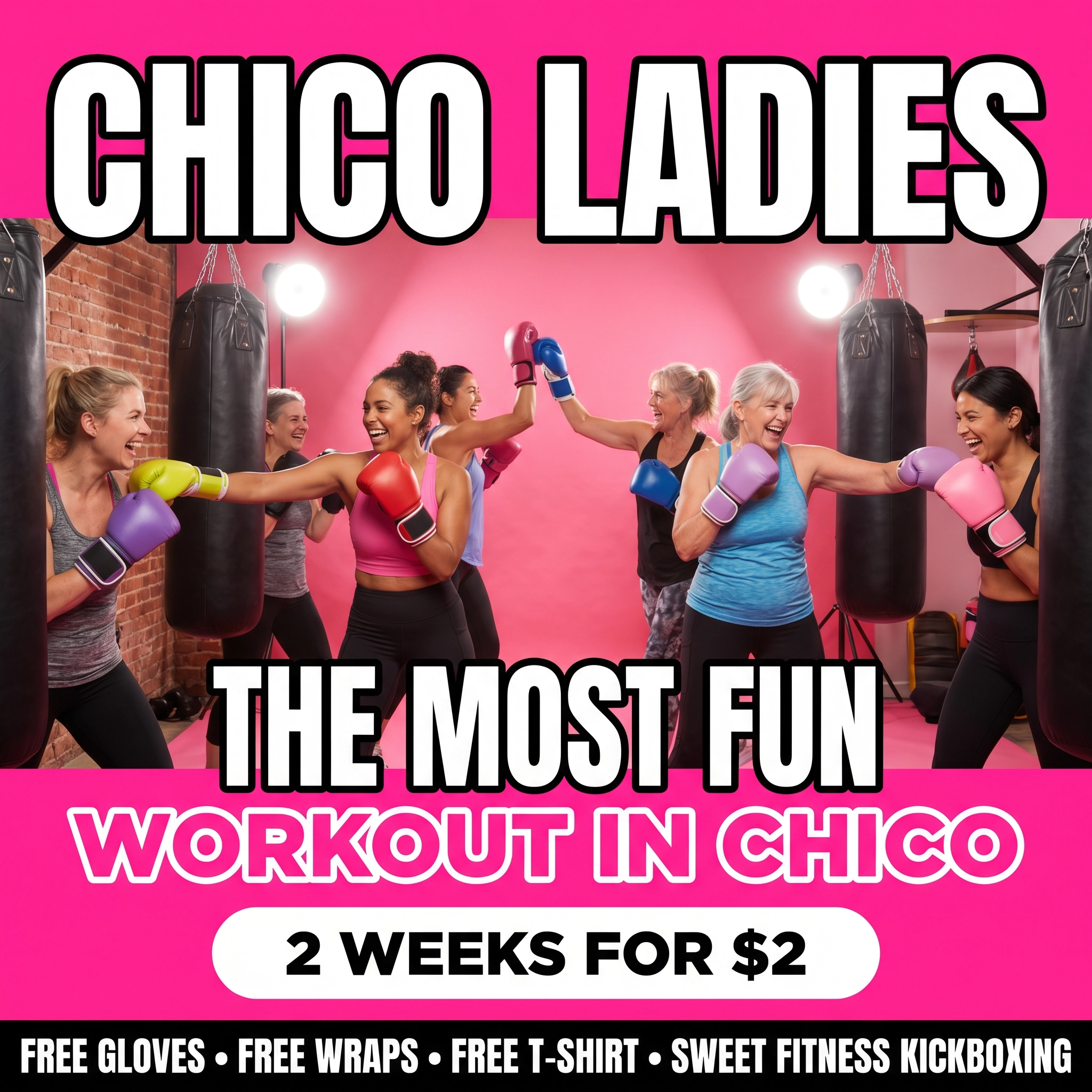 Sweet Fitness Kickboxing - Chico Facebook ad: Join Chico’s BEST Kickboxing Studio
