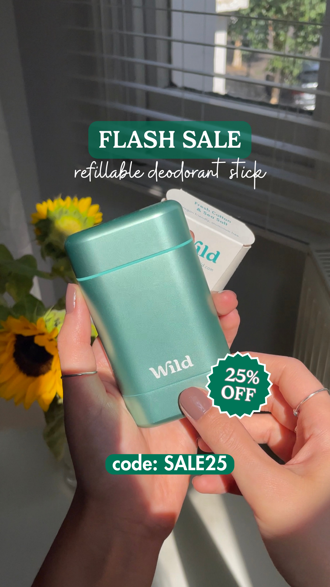 Wild Facebook ad: Flash Sale, 25% off with code SALE25