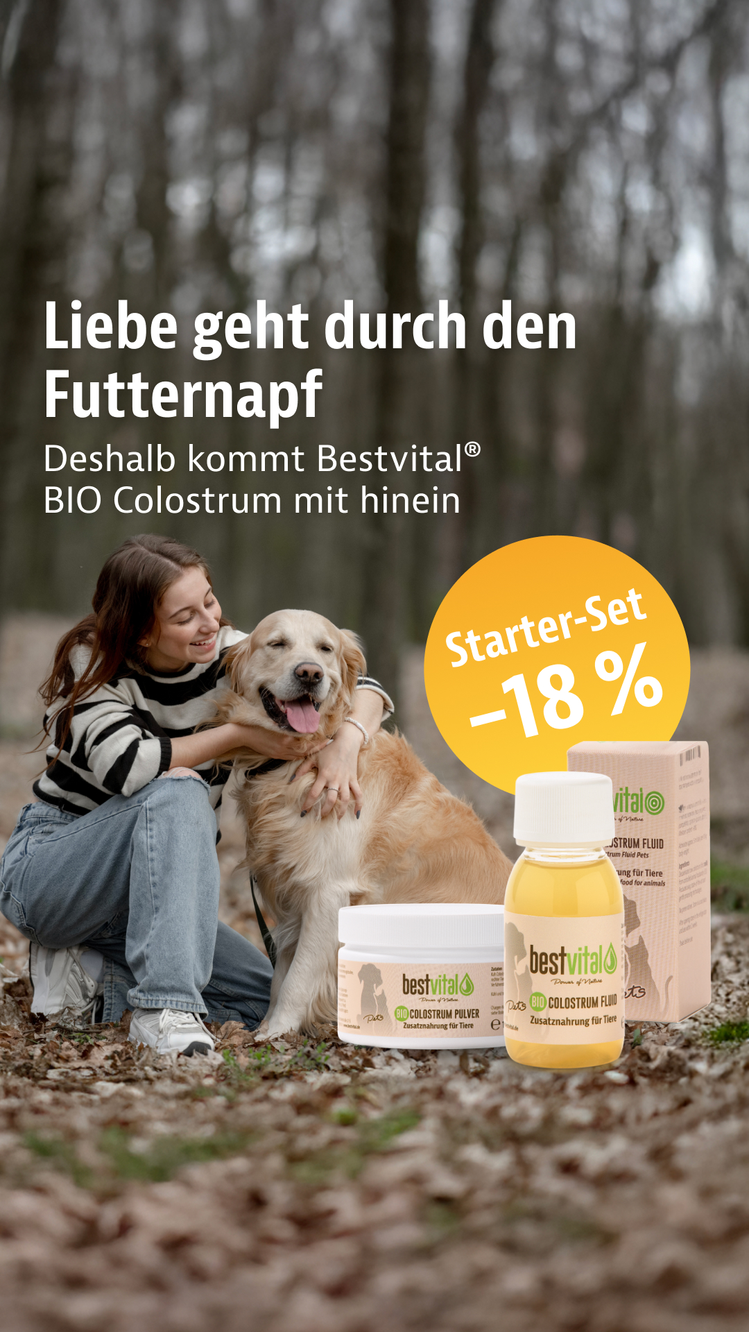 Bestvital Colostrum Facebook ad: Ihrem Hund zuliebe: BIO Colostrum von Bestvital
