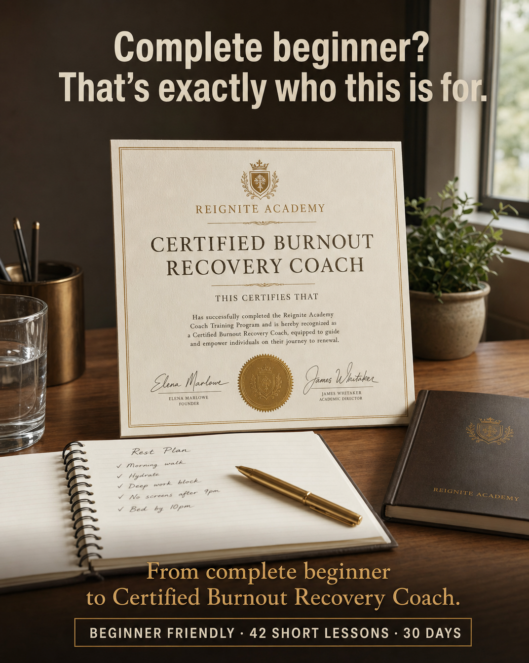 Christopher Morgan Facebook ad: Burnout Recovery Coach Certification, $49
