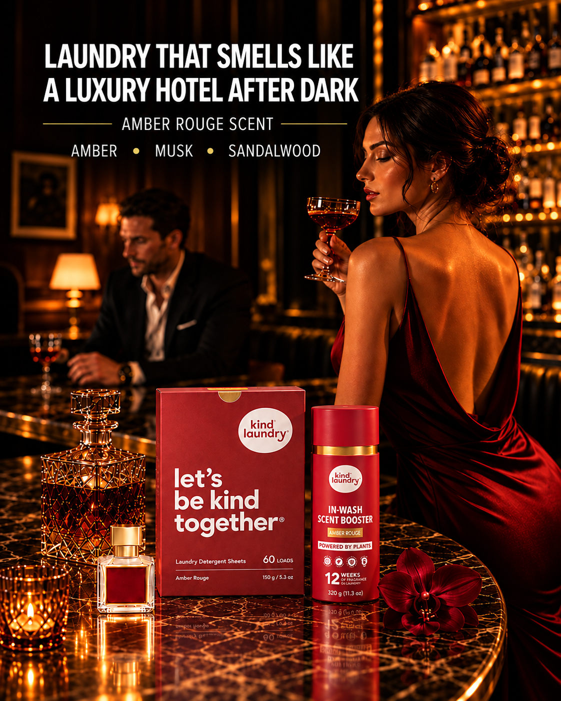 Kind Laundry Facebook ad: Inspired by Baccarat Rouge 540. Powered by Plants.
