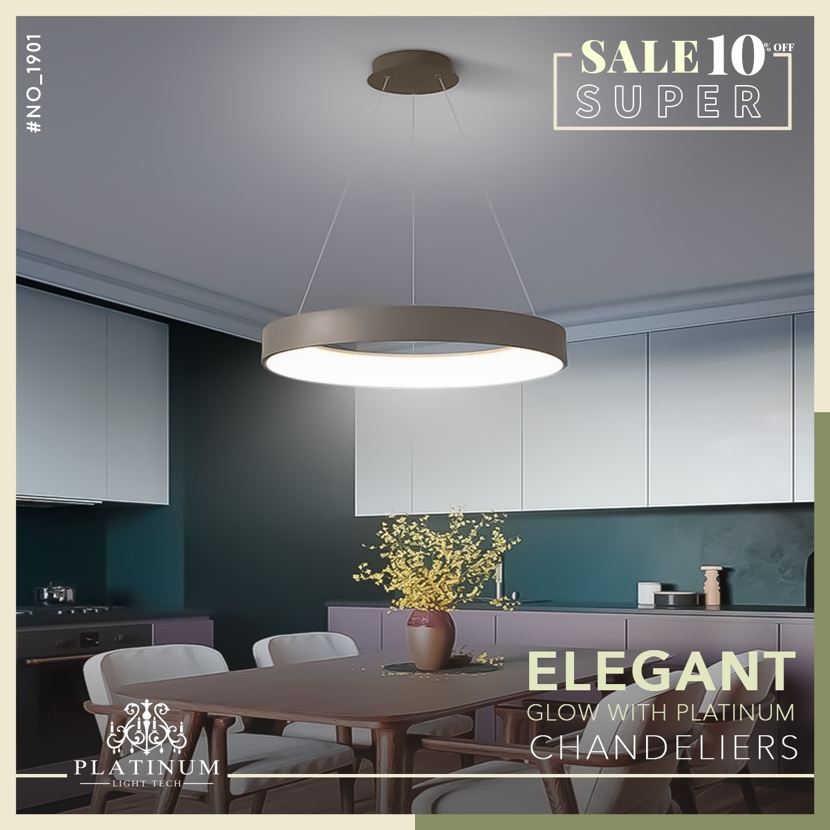Platinum Light Tech Facebook ad: Enjoy an exclusive 10% OFF on selected chandeliers