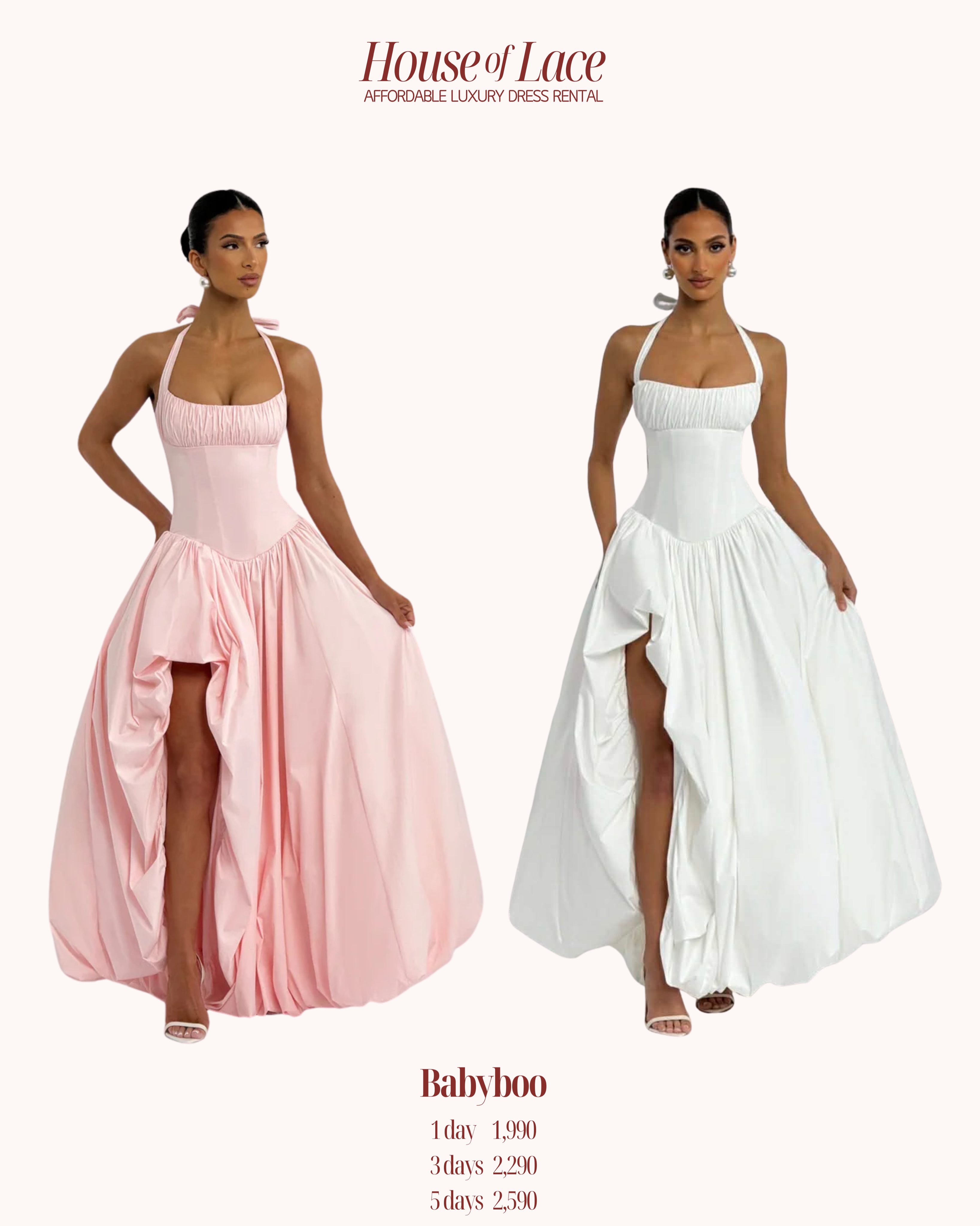 House of Lace - Dress Rental Facebook ad: Luxury looks without the luxury price tag.