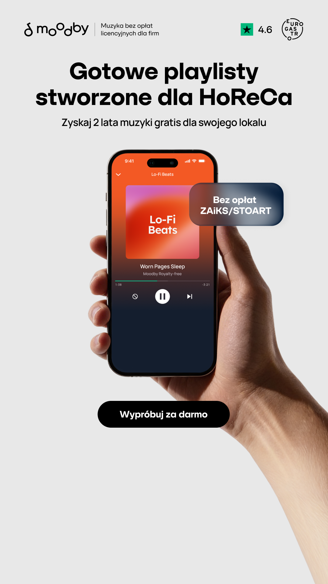 Moodby - Music streaming service for business Facebook ad from Feb 28, 2026