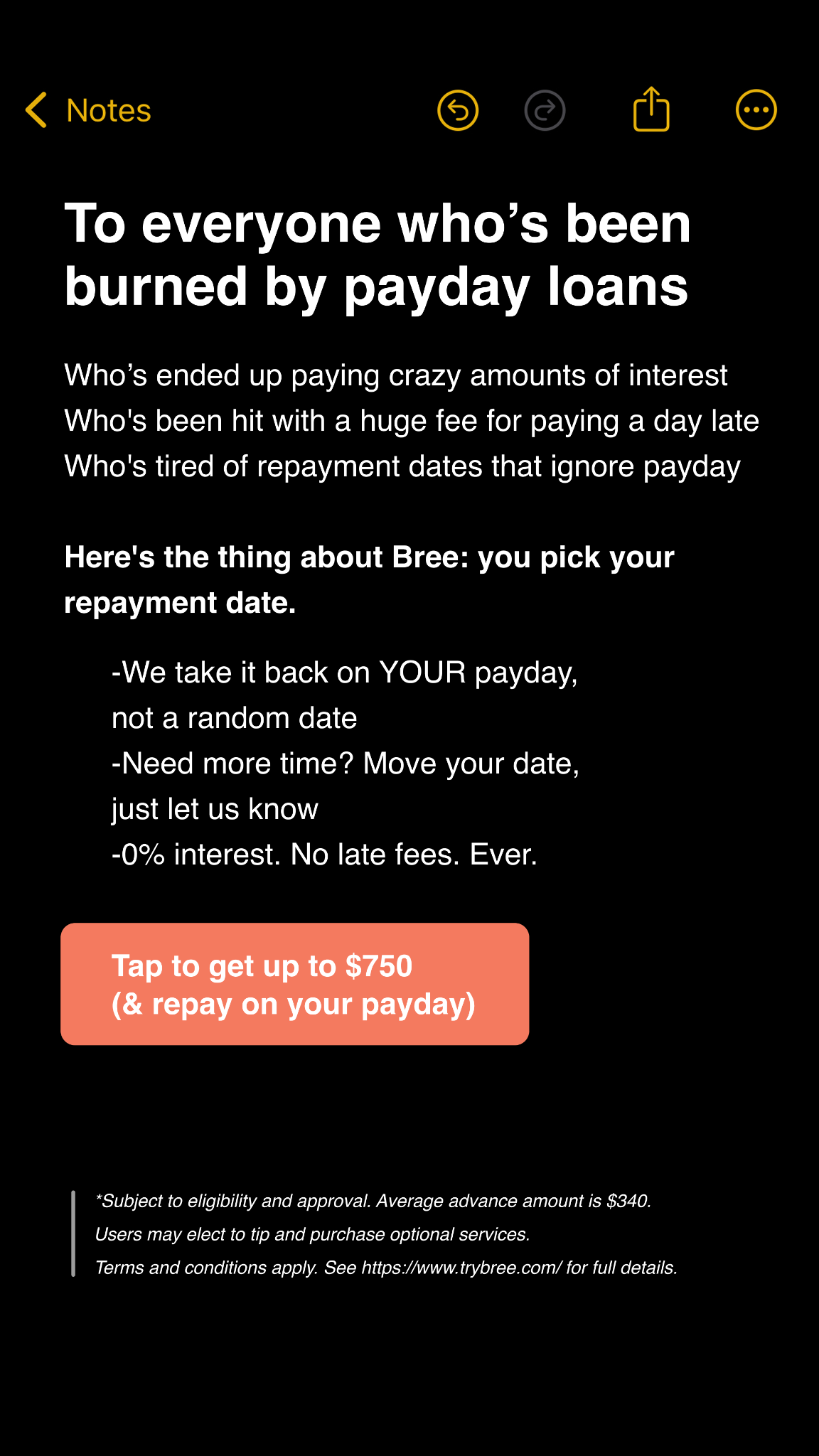 Bree App Facebook ad