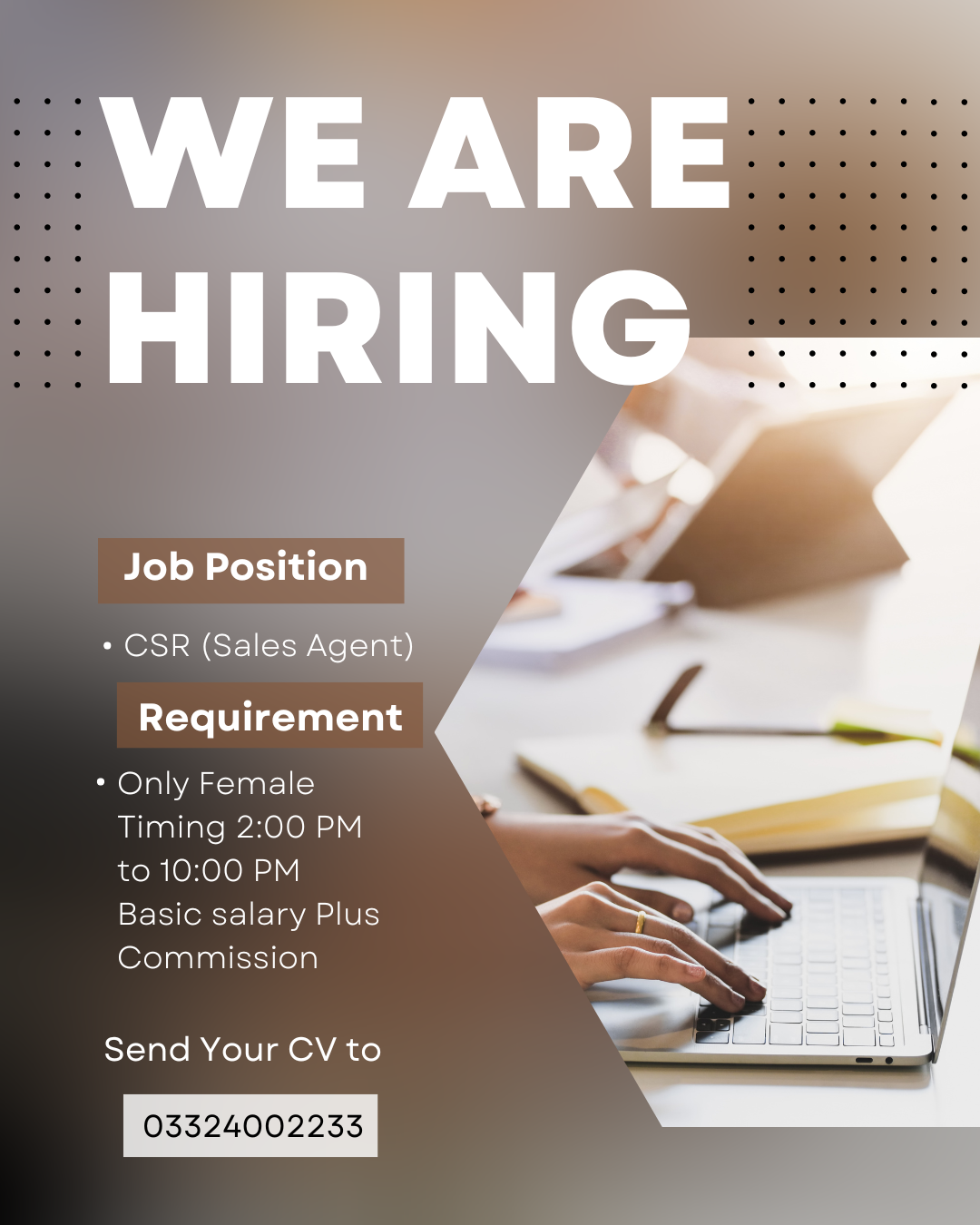 A.I Marketing Agency Facebook ad: We Are Hiring CSR