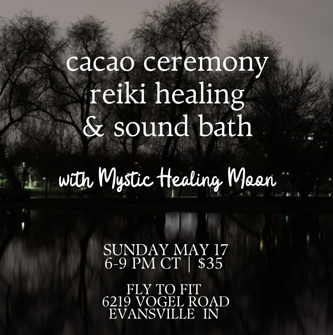 Mystic Healing Moon Facebook ad: Sound Bath, Reiki Healing, and Cacao Ceremony