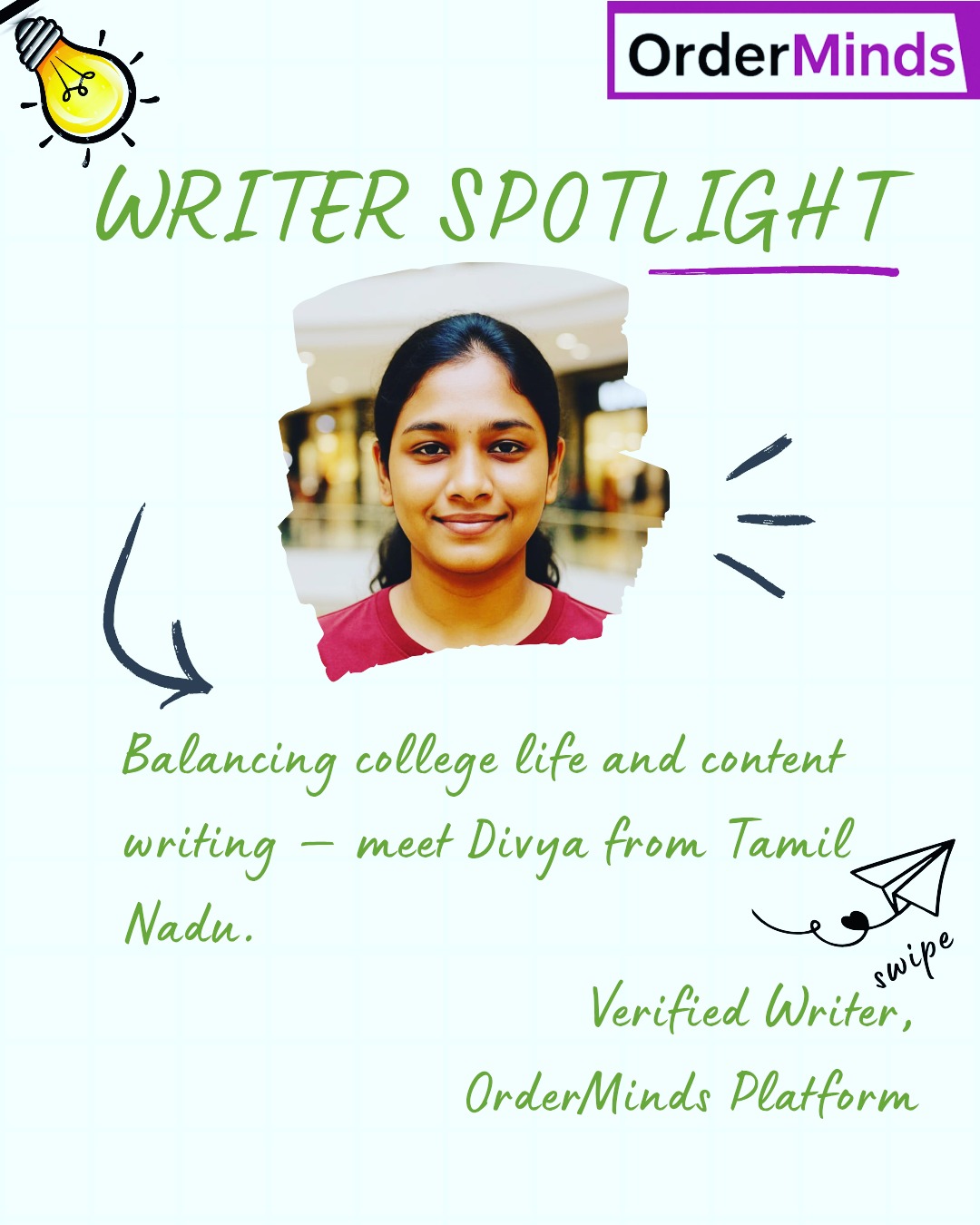 orderminds_freelancing Facebook ad: Meet Divya Saravanan from Tamil Nadu, a student…