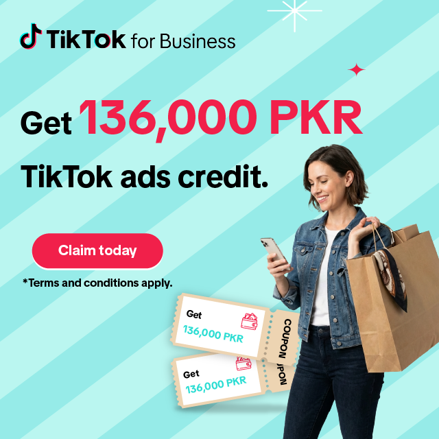 TikTok For Business Facebook ad: Invest in your growth. Claim PKR 136,000 in free TikTok ad…