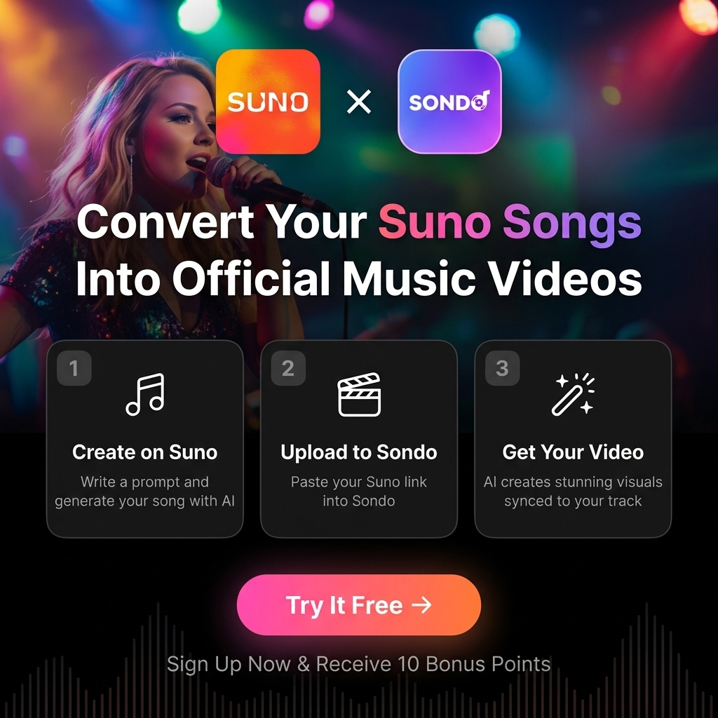 Sondo ai-Xavier-2 Facebook ad: Sondo, AI Music Video & Music Creation Platform