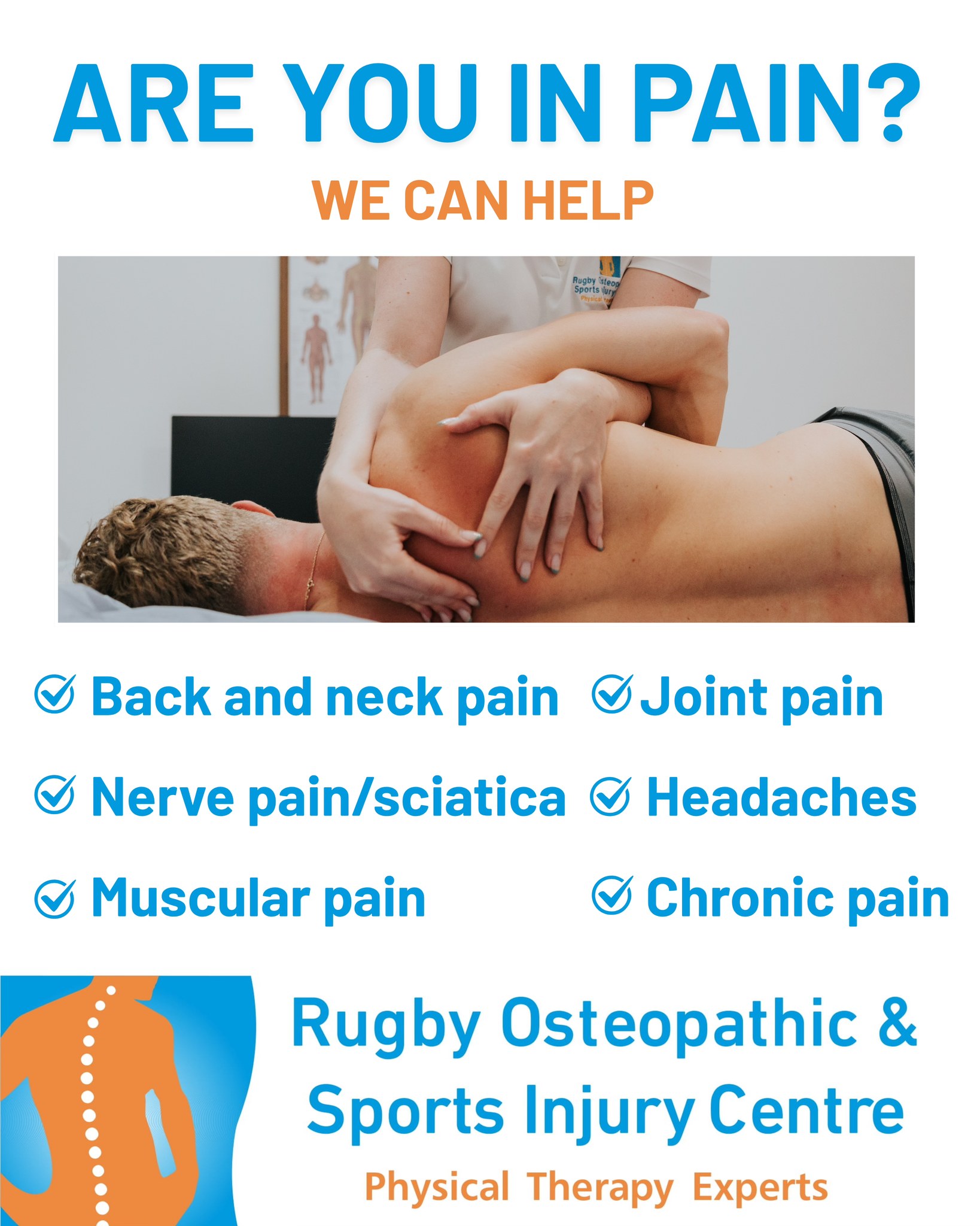Rugby Osteopathic & Sports Injury Centre Facebook ad: We are a family run clinic offering treatment…