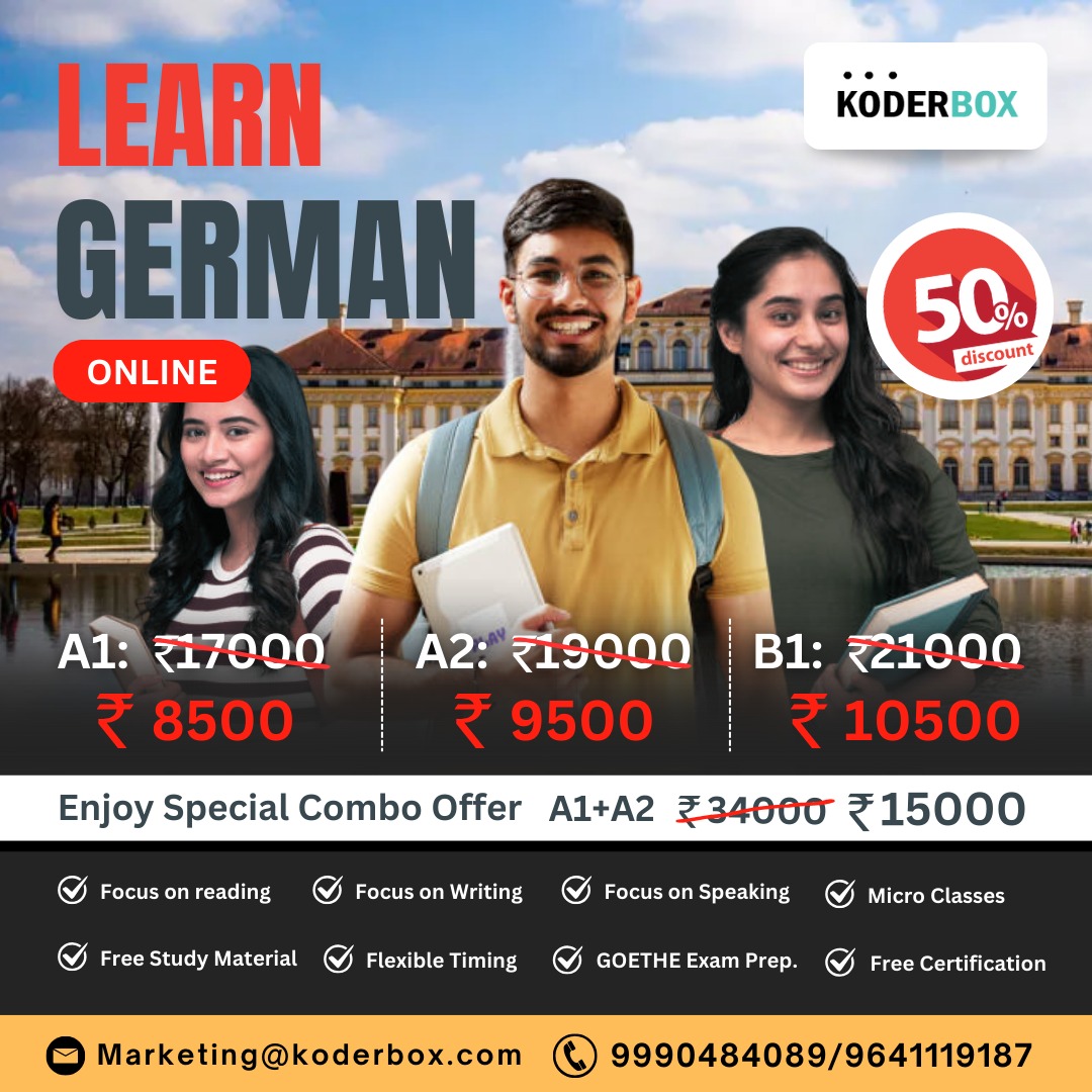Learn German with Koderbox Facebook ad: Upgrade German Language Skills - Book Demo Now!