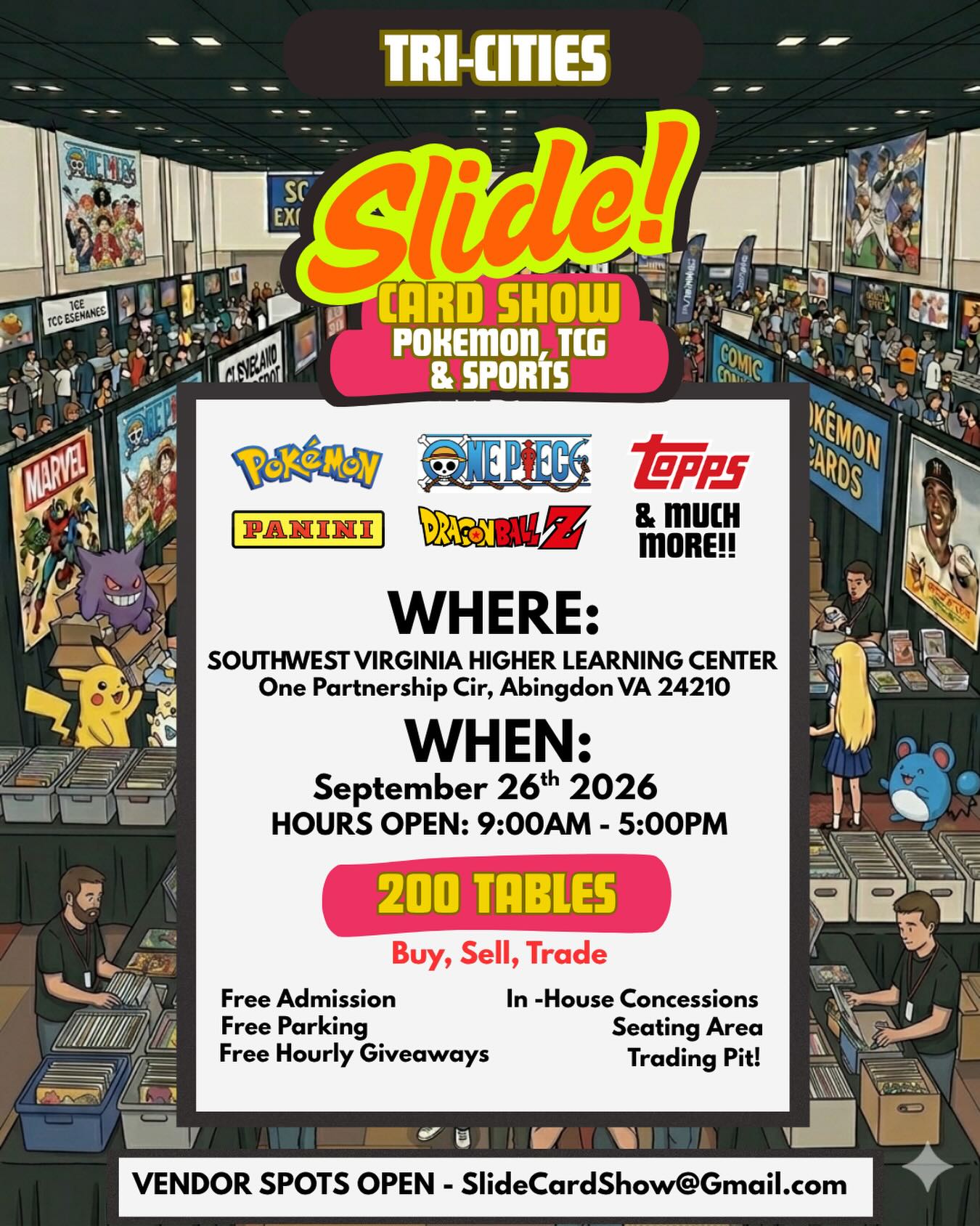 Slide Card Show Facebook ad: TRI-CITIES SLIDE! CARD SHOW IS HERE