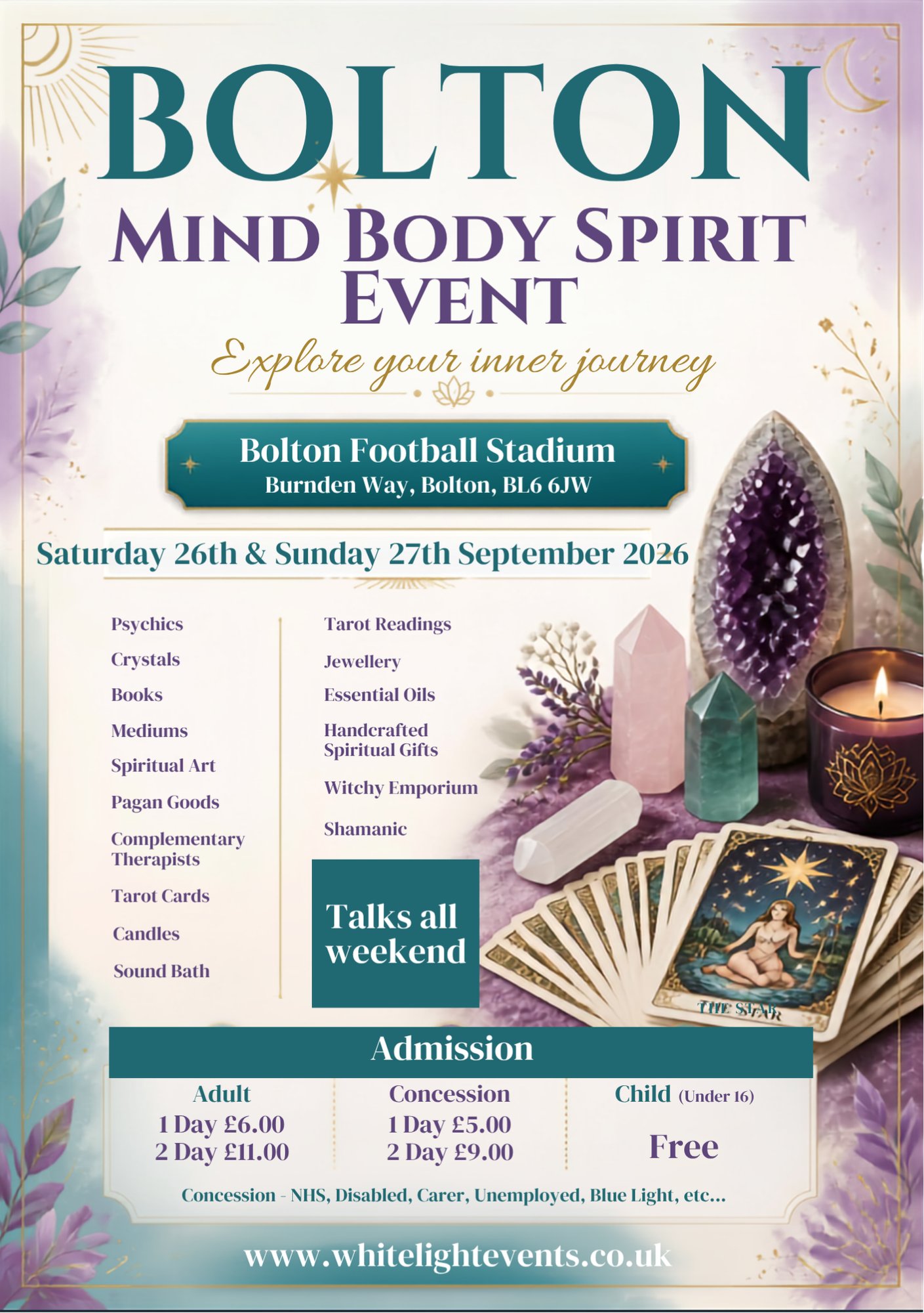 White Light Events Mind Body and Spirit Events Facebook ad: Bolton Mind Body Spirit Event Talks