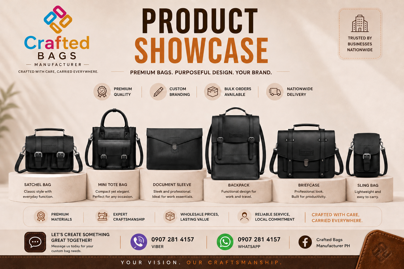 Crafted Bags Manufacturer PH Facebook ad: Chat in Messenger