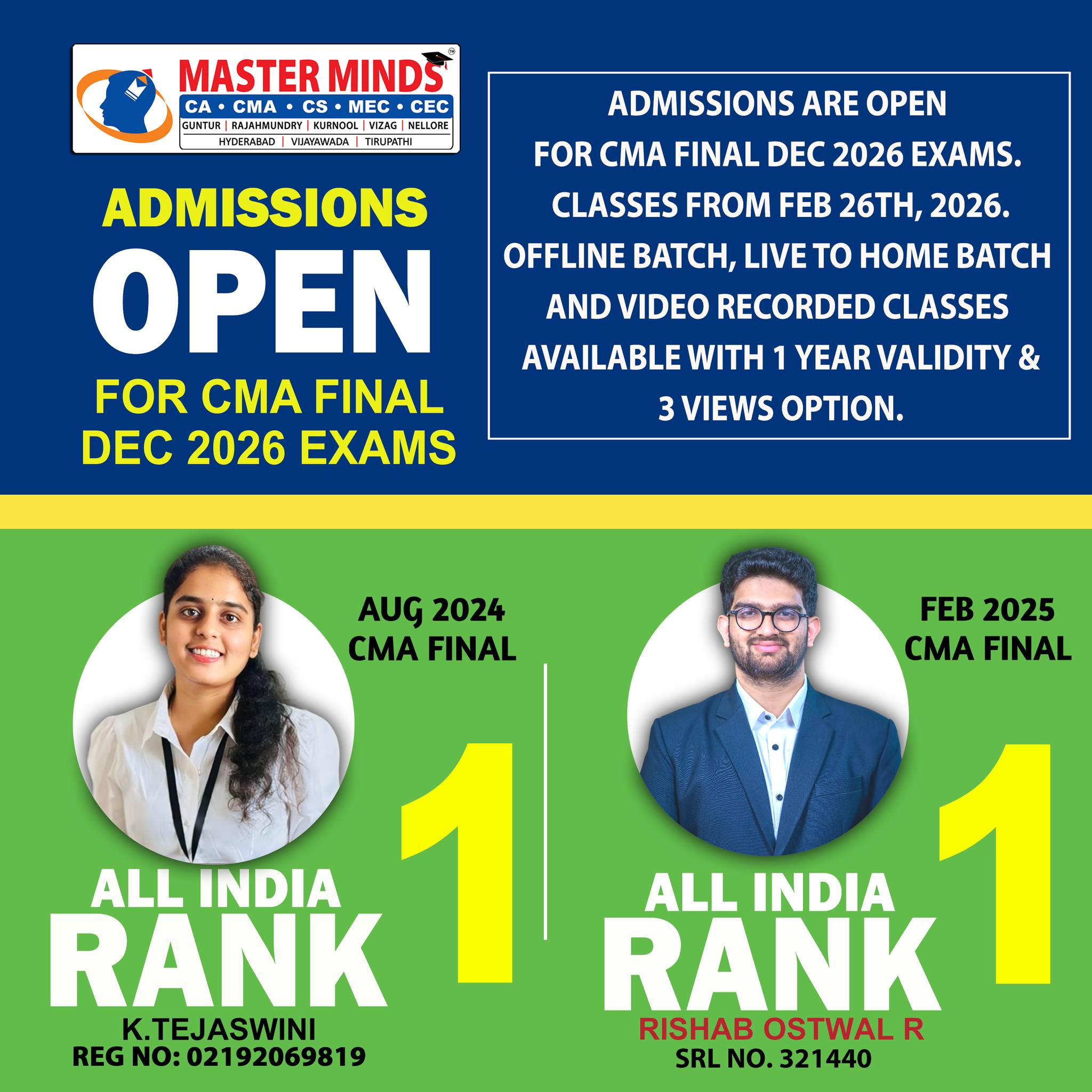 MASTERMINDS For CA Facebook ad: MASTERMINDS - BEST CA INTER REGULAR COACHING CLASSES
