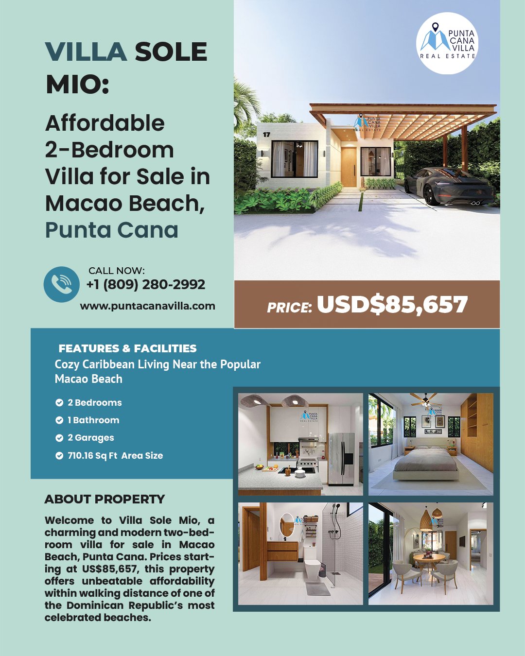 Punta Cana Villa Real Estate Facebook ad: Villa Sole Mio: Affordable 2-Bedroom Villa for Sale in…