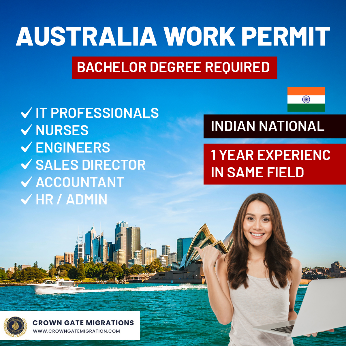 Work Abroad Connect Facebook ad: Australia work permit for degree holder.