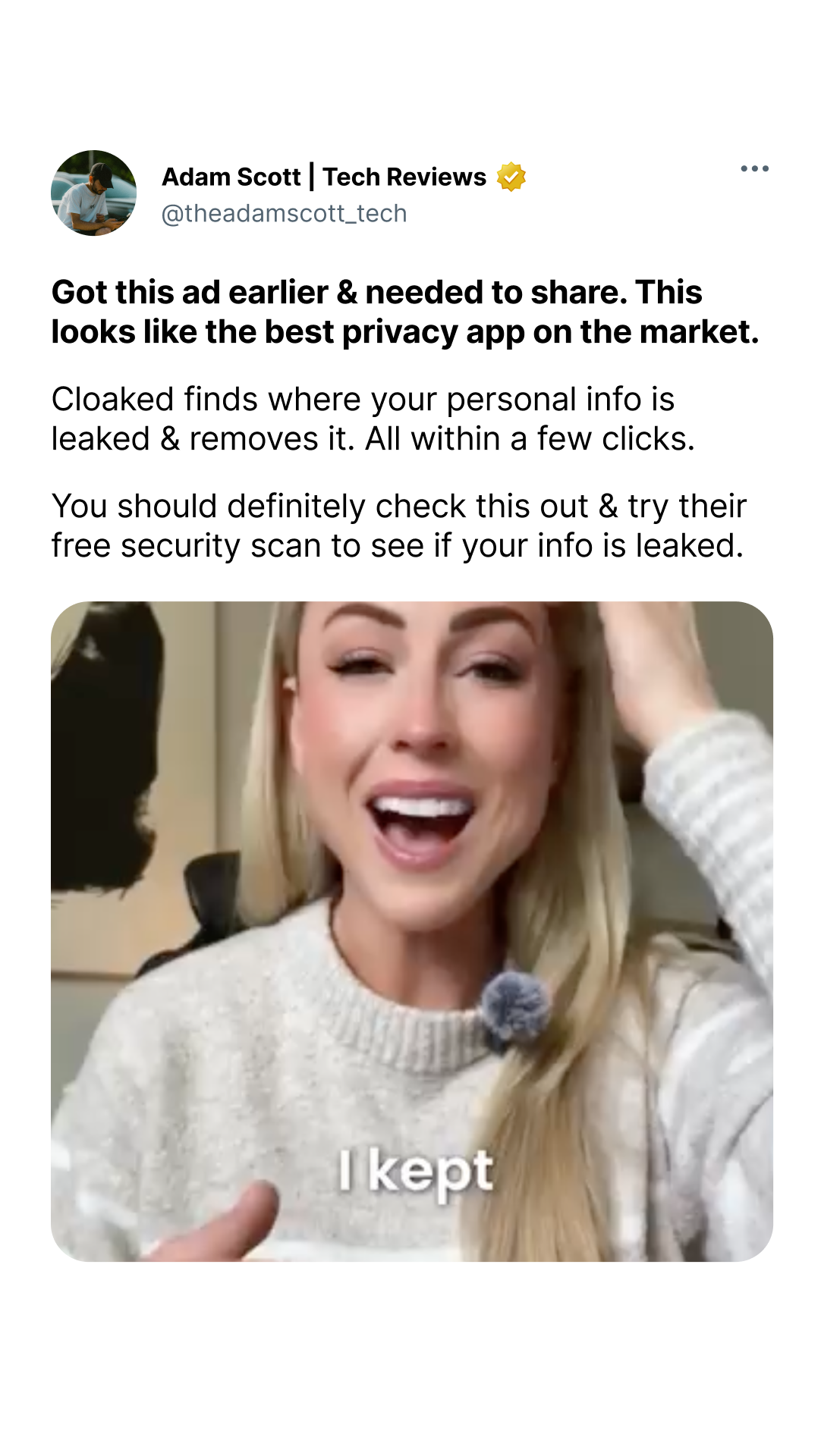 Cloaked Inc. Facebook ad