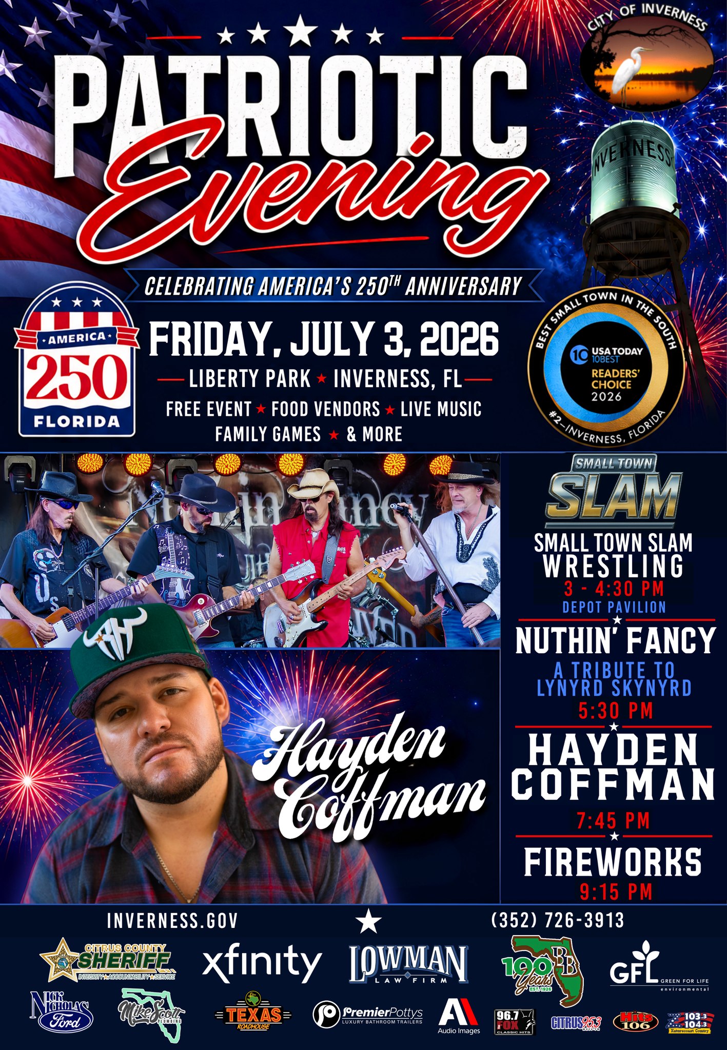City of Inverness, Florida Government Facebook ad: Celebrate America 250 at the annual Patriotic Evening!