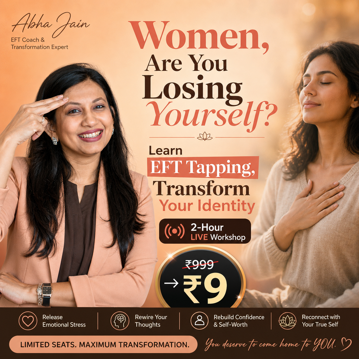 AABHA JAIN Facebook ad: The Unshakeable You Workshop (Rs 9/-)