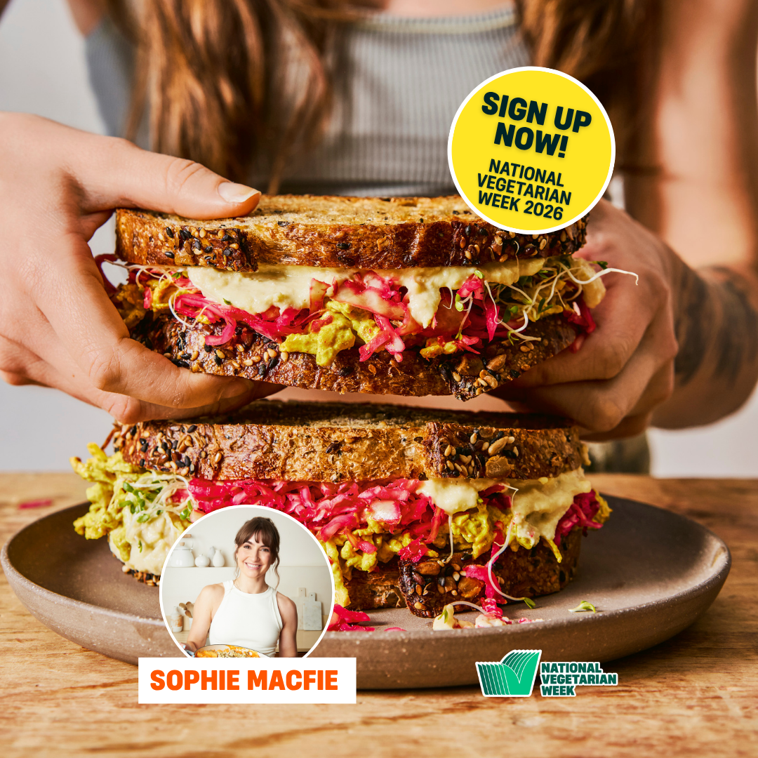 The Vegetarian Society Facebook ad: FREE RECIPES. AMAZING PRIZES.