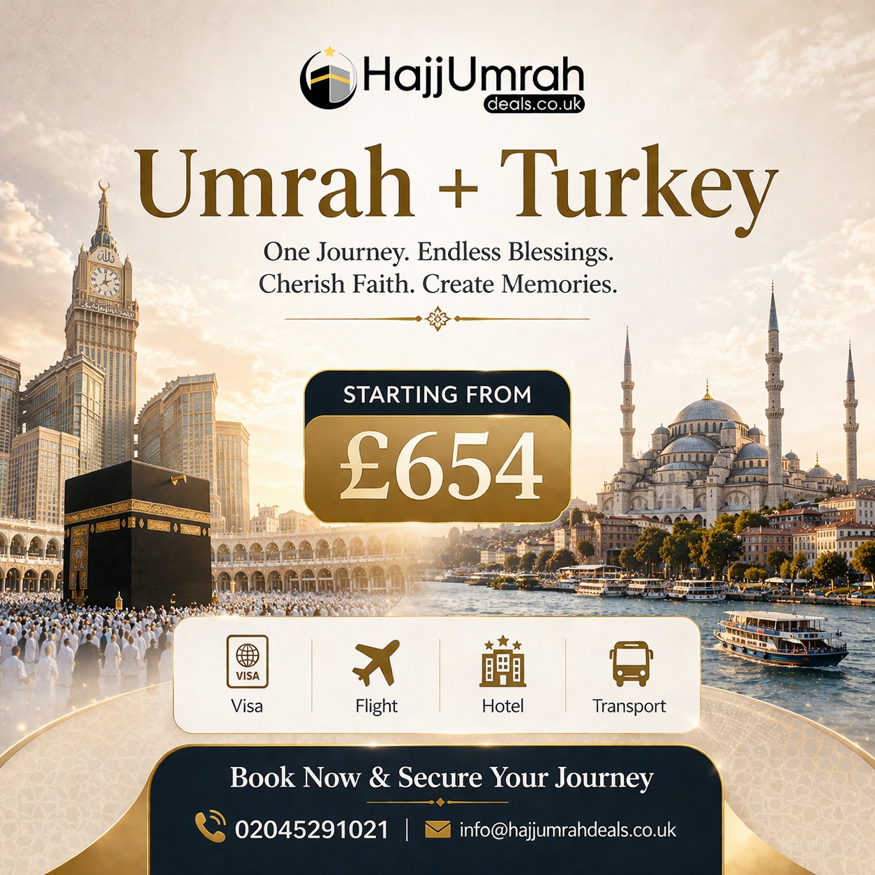 Hajj Umrah Travels Facebook ad: Umrah + Turkey Package from £654!