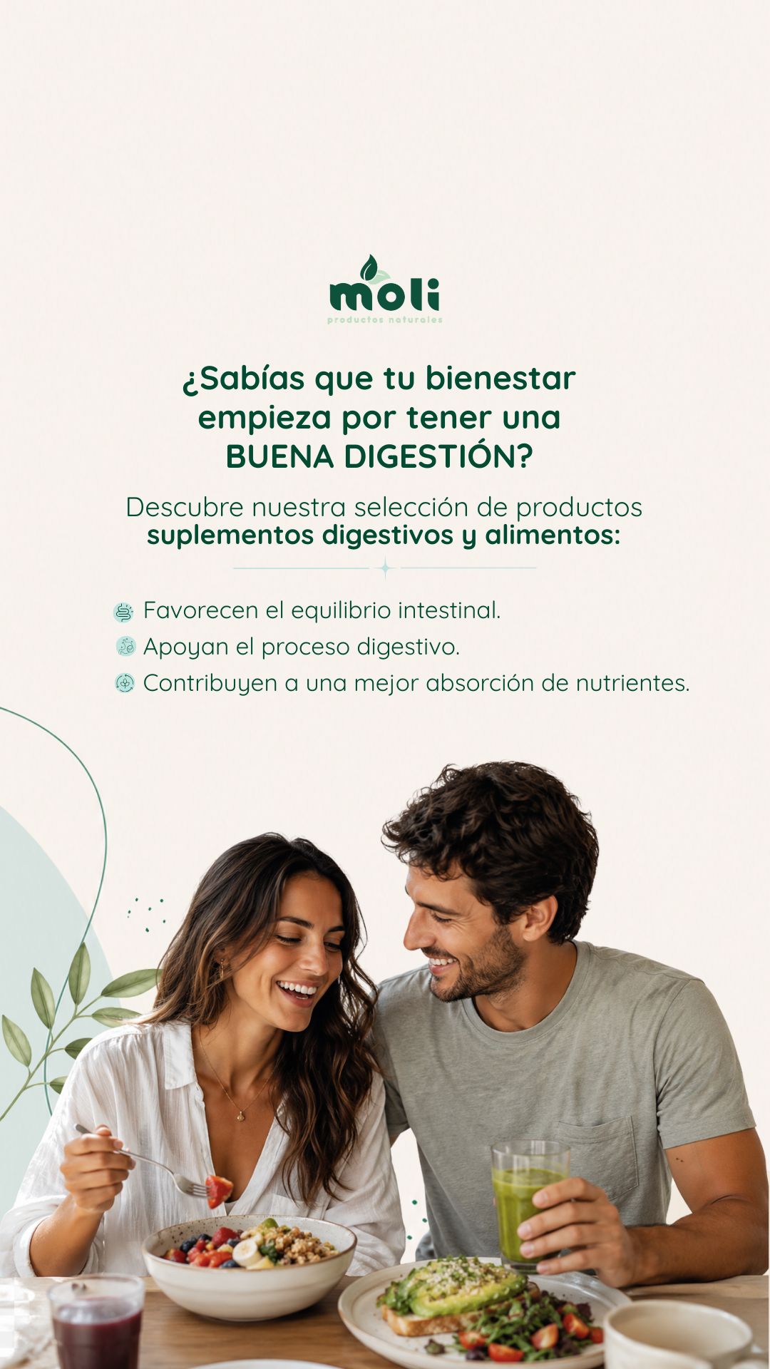 Moli Natural Facebook ad: Suplementos Digestivos y Alimentos