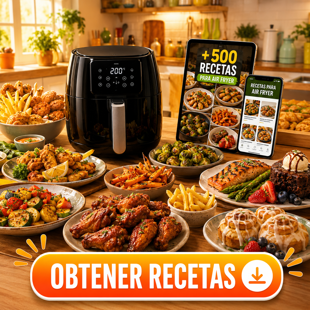 Recetas Descargables Facebook ad: ¿Tu freidora de aire casi siempre termina preparando…