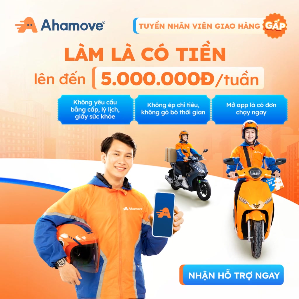 Tài Xế Ahamove Facebook ad: Được tặng đồng phục, hồ sơ chỉ cần CCCD + bằng lái