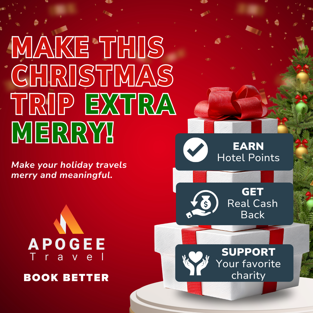 Apogee Travel Facebook ad from Nov 18, 2025