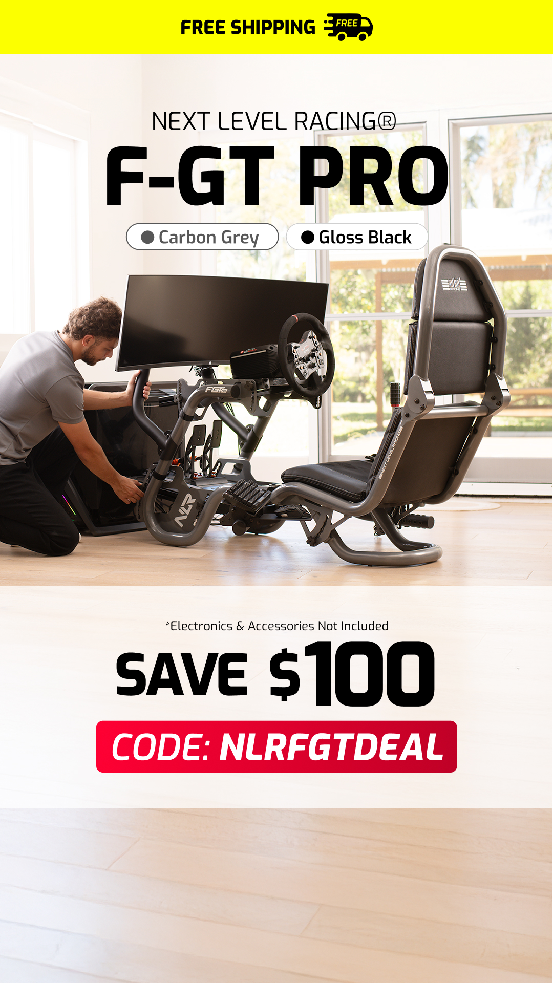 Next Level Racing Facebook ad from May 11, 2026