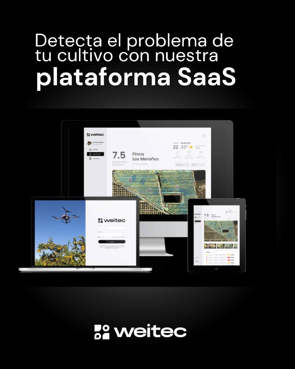 Weitec Facebook ad: Tu campo, tus datos, en tiempo real.