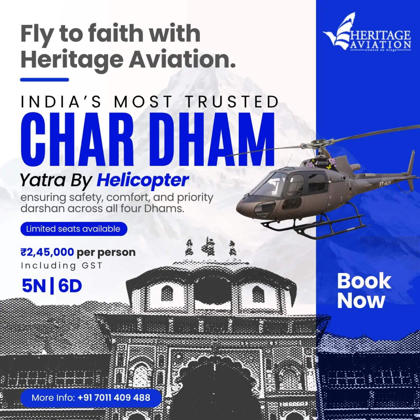 Heritage Aviation Private Limited Facebook ad: The Himalayas call differently when viewed from the…