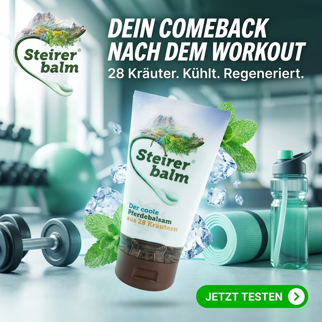 Steirerbalm - der coole Pferdebalsam Facebook ad: Dein Comeback nach dem Workout