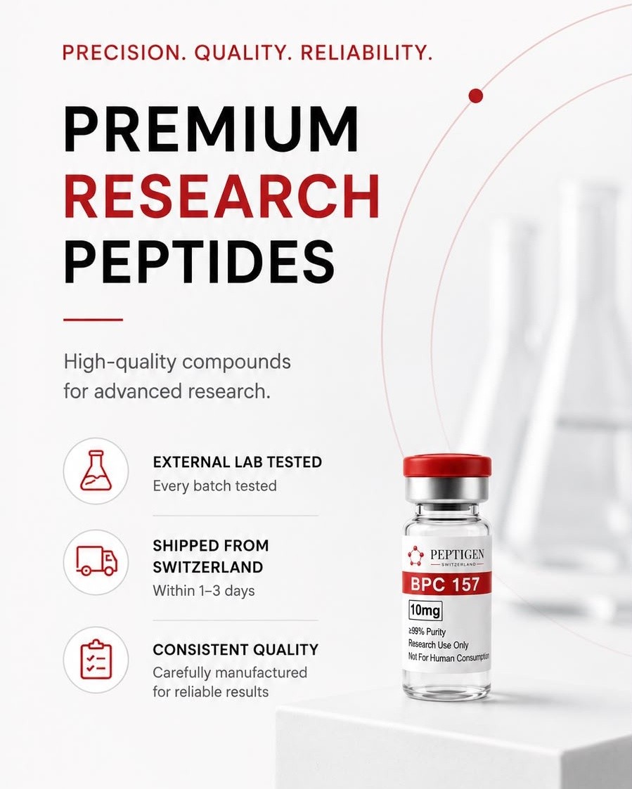 Peptigen Academy Facebook ad: peptigen.ch, Premium Research Peptides