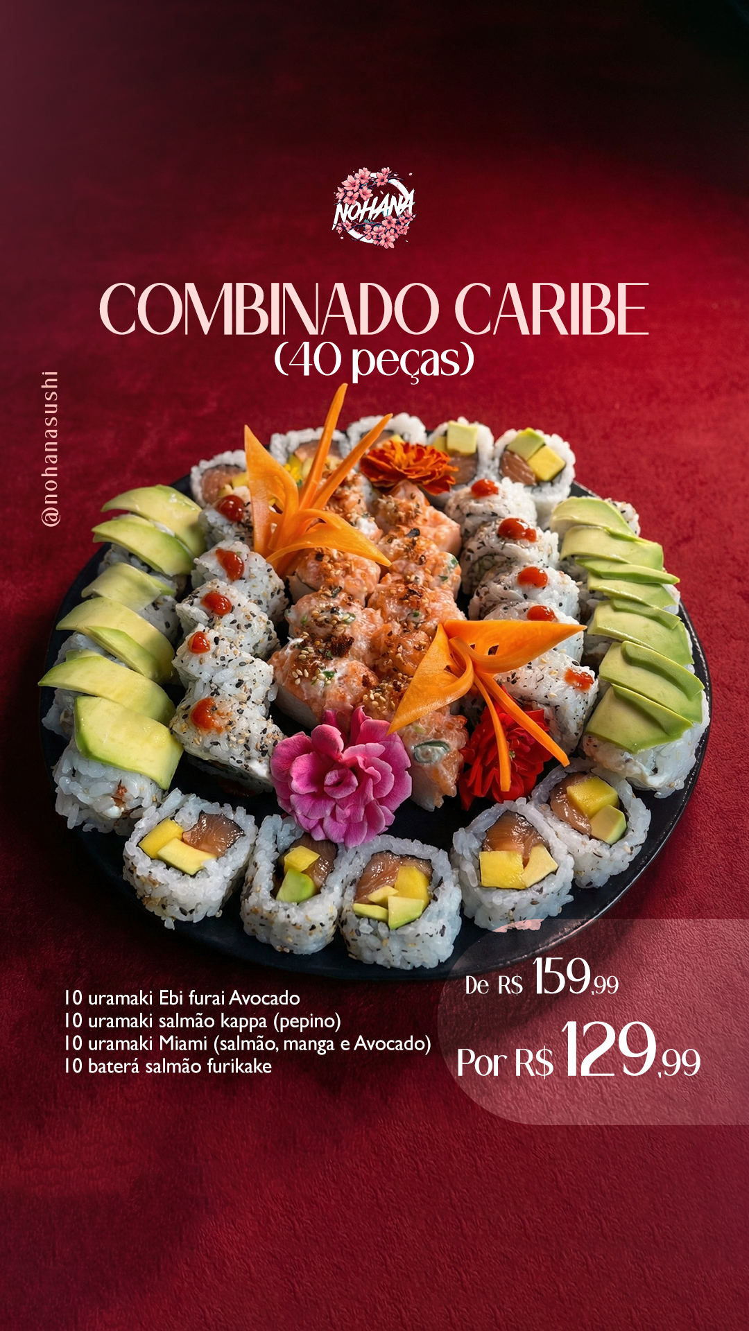 Nohana Sushi Delivery Facebook ad: Peça no Cardápio Digital