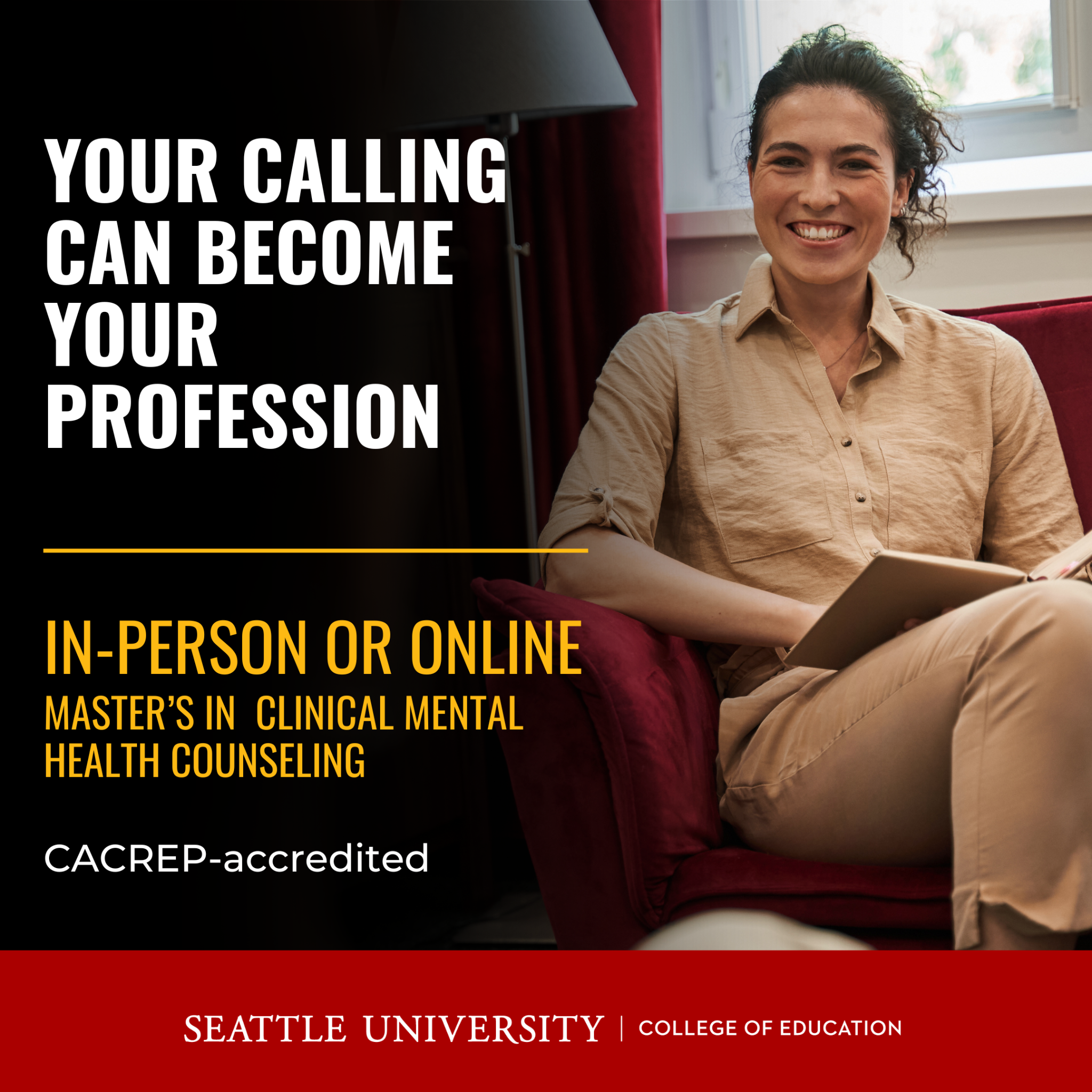 Seattle University College of Education Facebook ad: Online Counseling Program