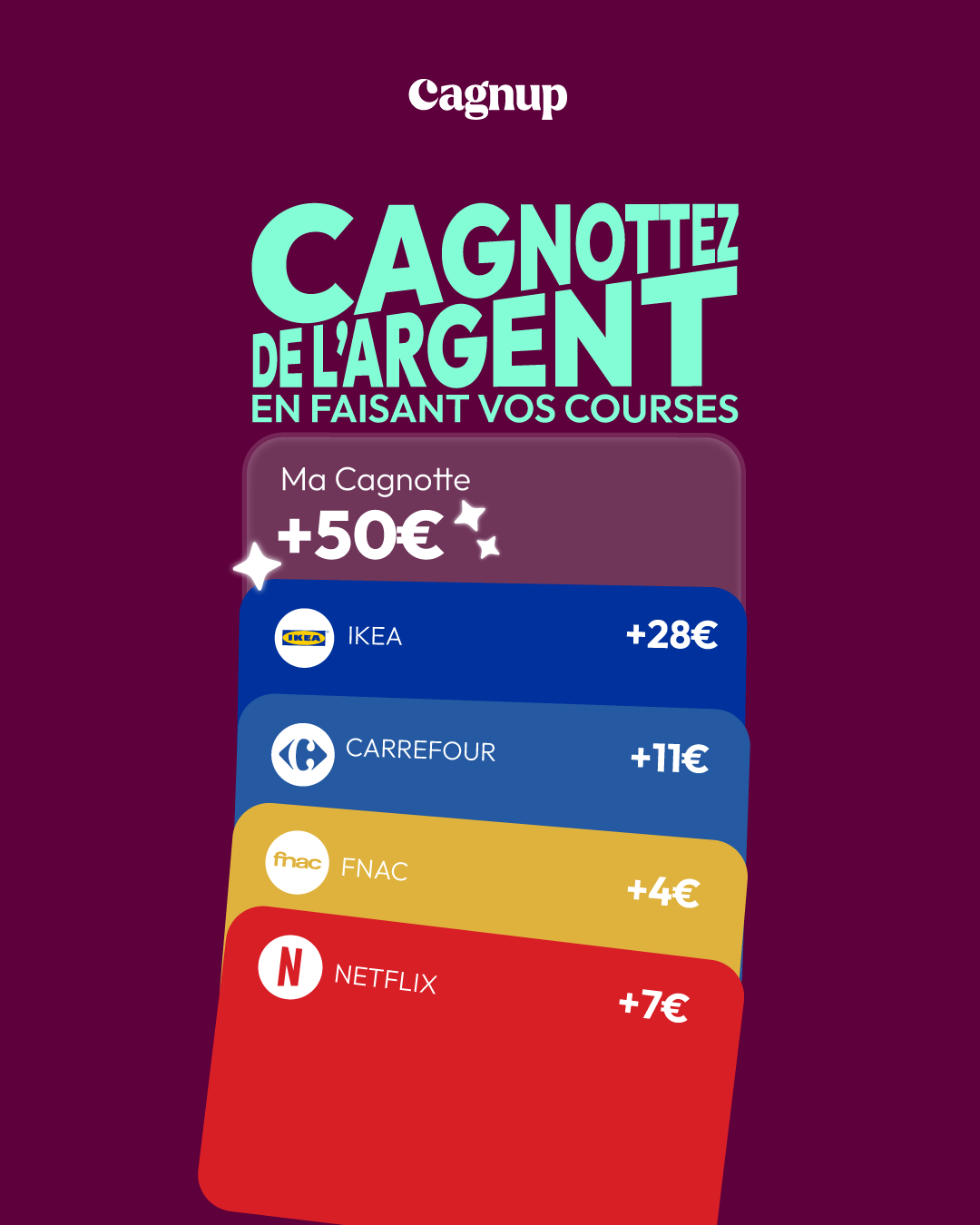 Cagnup Facebook ad: Transformez chaque dépense en épargne