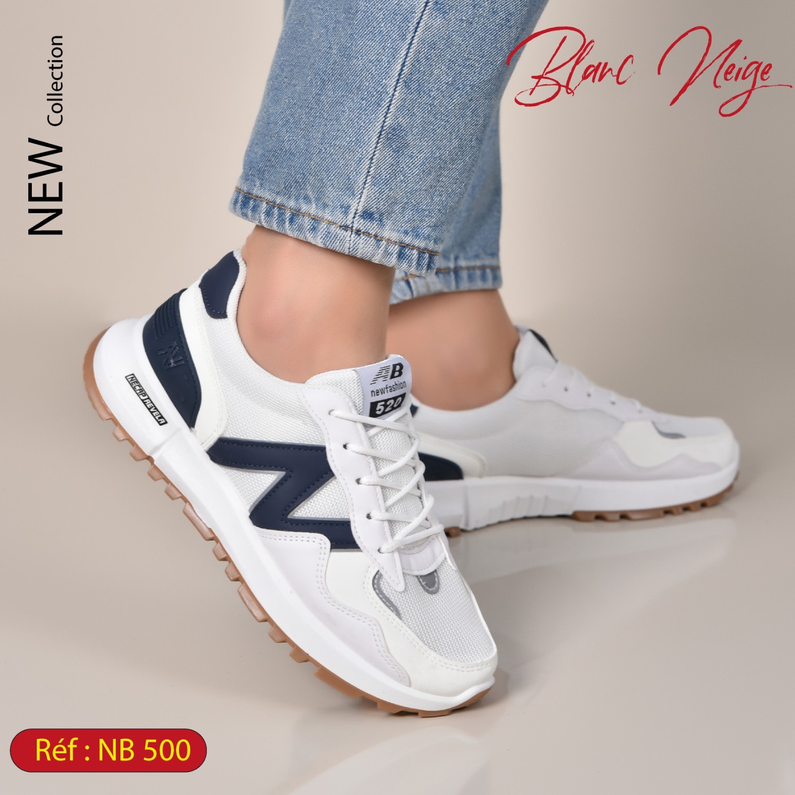 Blanc Neige Facebook ad: Baskets tendance, Confort & Style