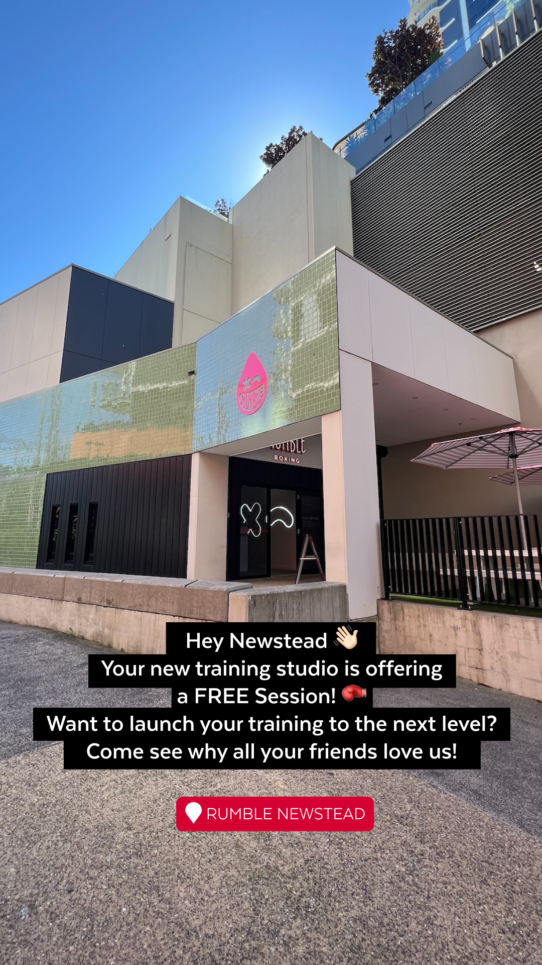 Rumble Newstead Facebook ad: First Class Free